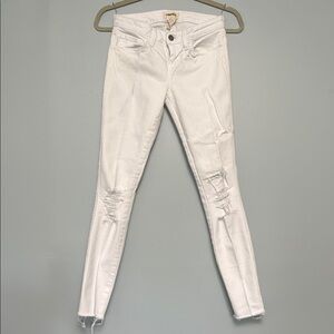 L'AGENCE White Skinny Distressed Jeans